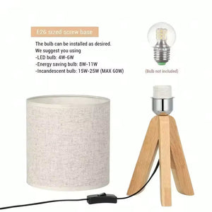 Cute Tripod Table Lamp with Fabric Shade for Desk Bedroom Dorm or Nightstand