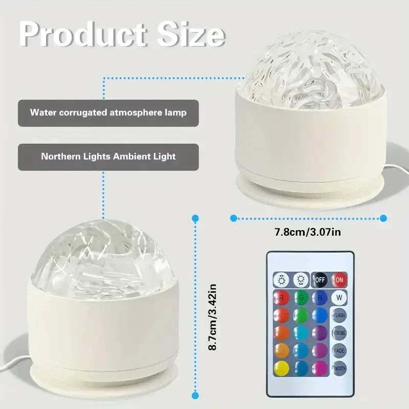 Aurora Projector Galaxy Night Light 16 Color 360 Rotating Water Ripple RGB USB Lamp