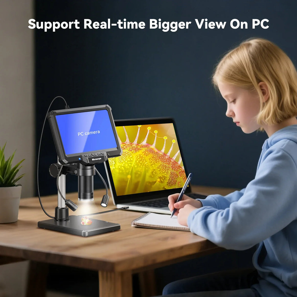 7 Inch Digital Microscope 1200X 16MP Coin PCB Soldering Repair Camera