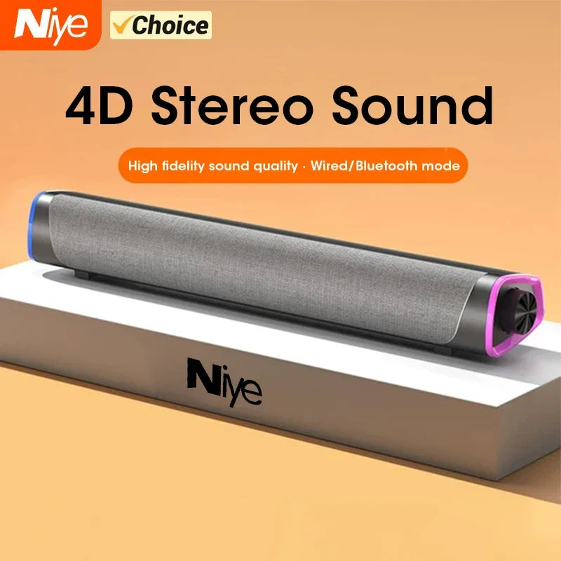 4D Computer Bluetooth Speaker Bar – Stereo Sound Subwoofer