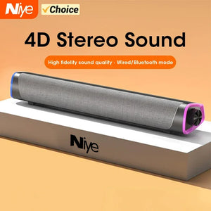 4D Computer Bluetooth Speaker Bar – Stereo Sound Subwoofer