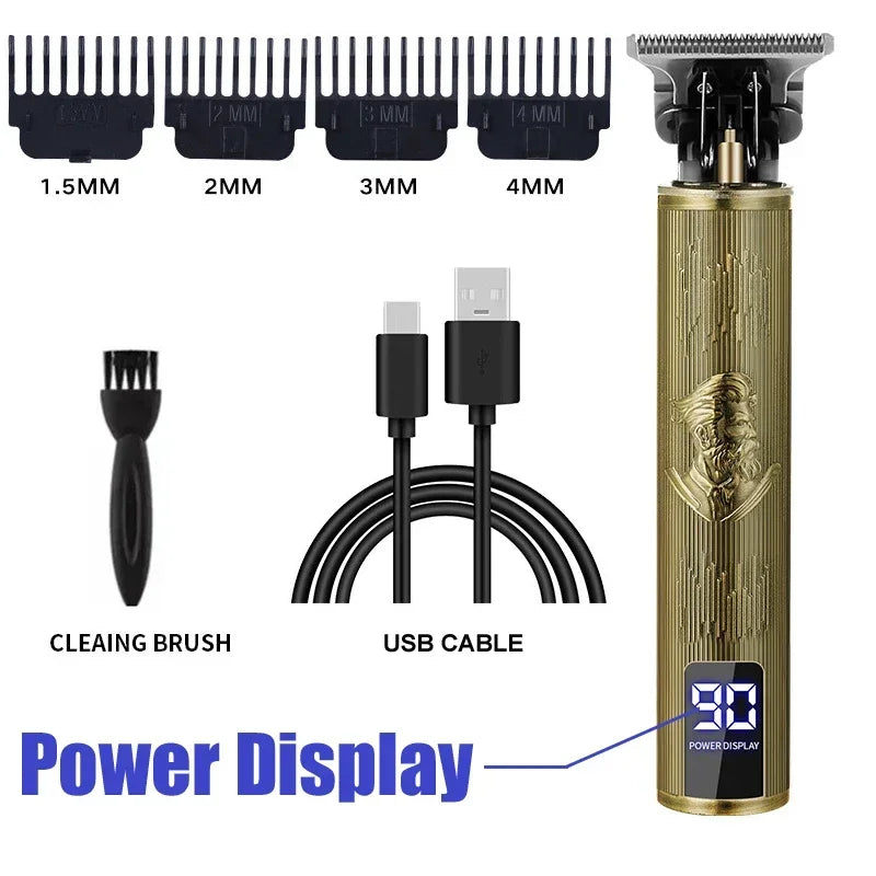 Professional Hair Clipper Beard Trimmer USB Rechargeable Barber Shaver