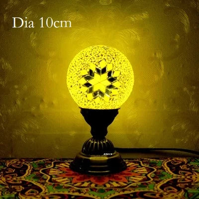 Turkish Mosaic Ball Table Lamp Handcrafted Art Deco Glass Romantic Bedside Light