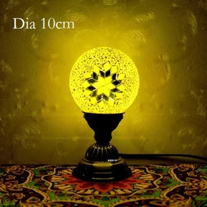 Turkish Mosaic Ball Table Lamp Handcrafted Art Deco Glass Romantic Bedside Light