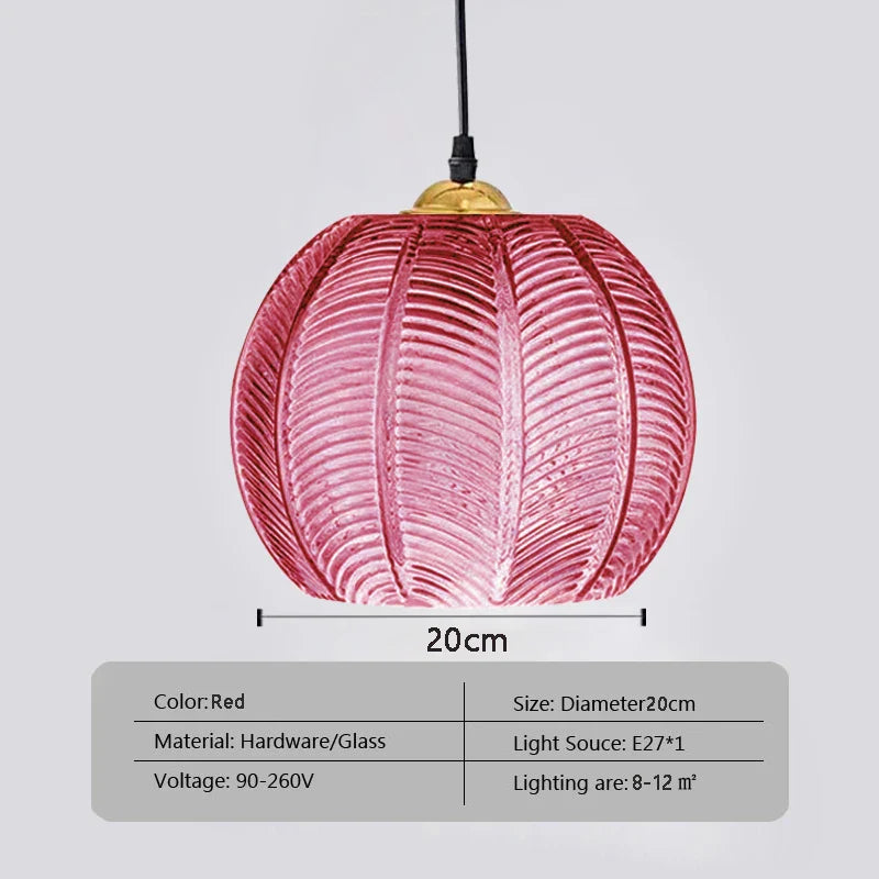 Modern Glass Pendant Light – Green Leaf Hanging Lamp for Bedroom & Living Room