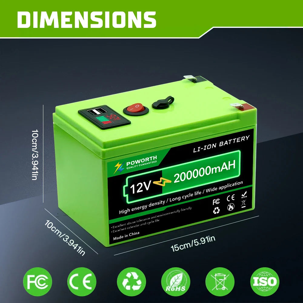12V 200Ah LiFePO4 Lithium Battery Deep Cycle Rechargeable with BMS