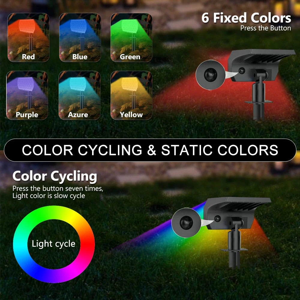 RGB Solar Landscape Spotlights Outdoor Waterproof LED Lights for Garden Decor