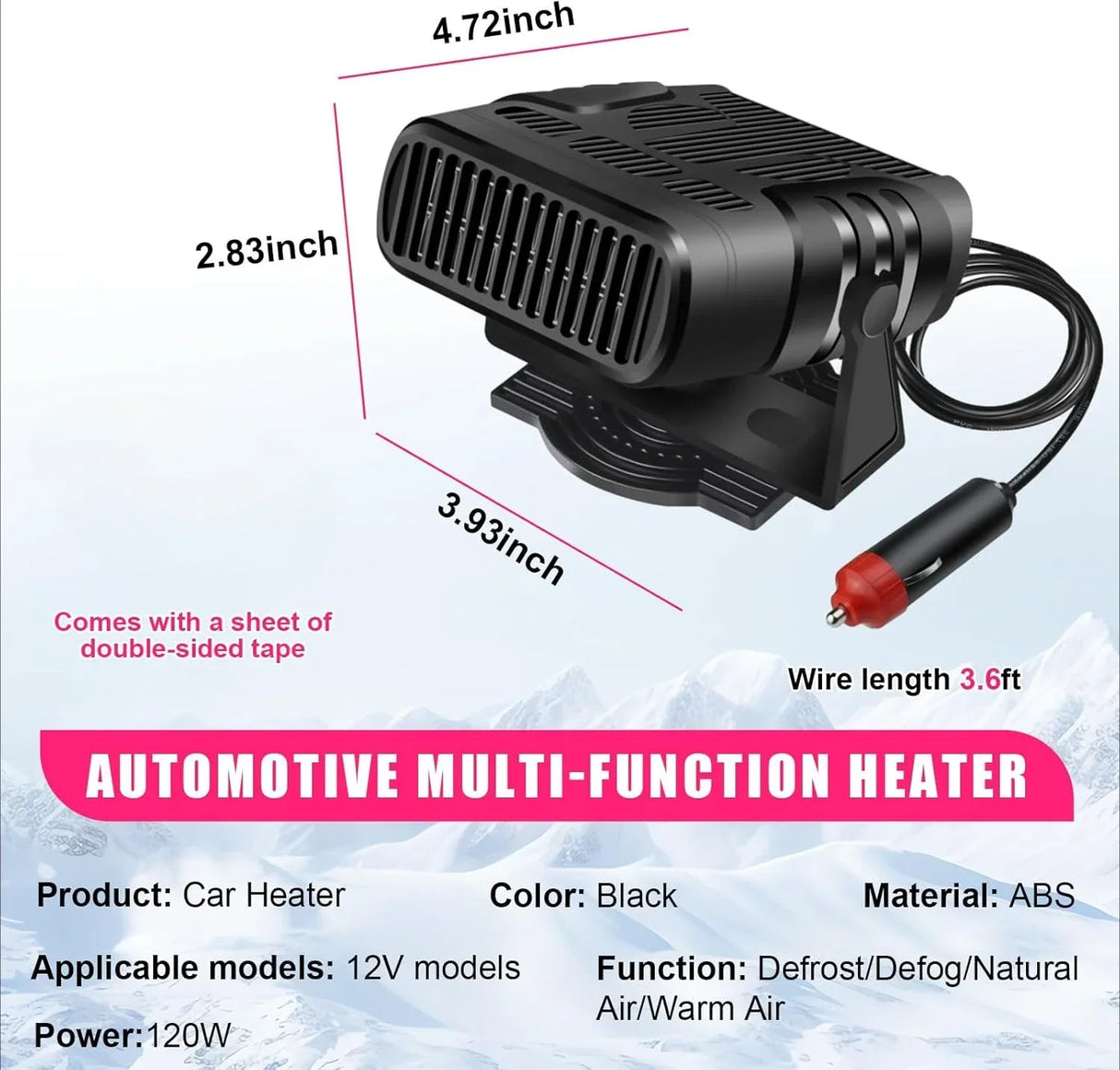2025 Car Heater – Portable Windshield Defroster & Defogger 12V/24V Auto Dryer