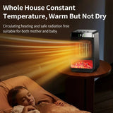 3D Flame Electric Heater 1500W Portable PTC Fan Heater Fast Heating for Home