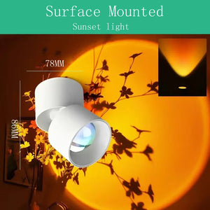 LED Recessed Ceiling Downlight Sunset Projection Rainbow Night Light Bedroom Decor
