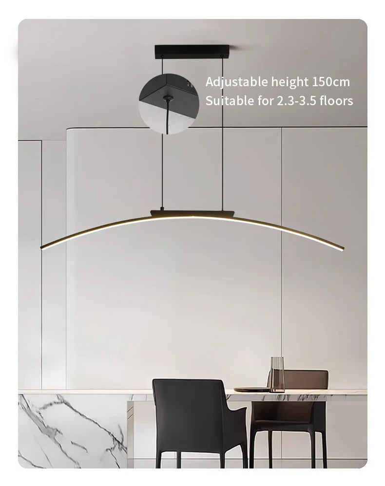 Modern LED Arc Pendant Light – Adjustable Dining Room Hanging Lamp for Kitchen