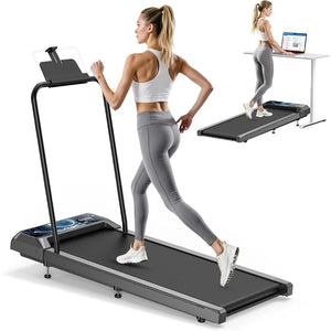 Under Desk Walking Treadmill Pad 8-Level Incline Removable Handle Compact Home