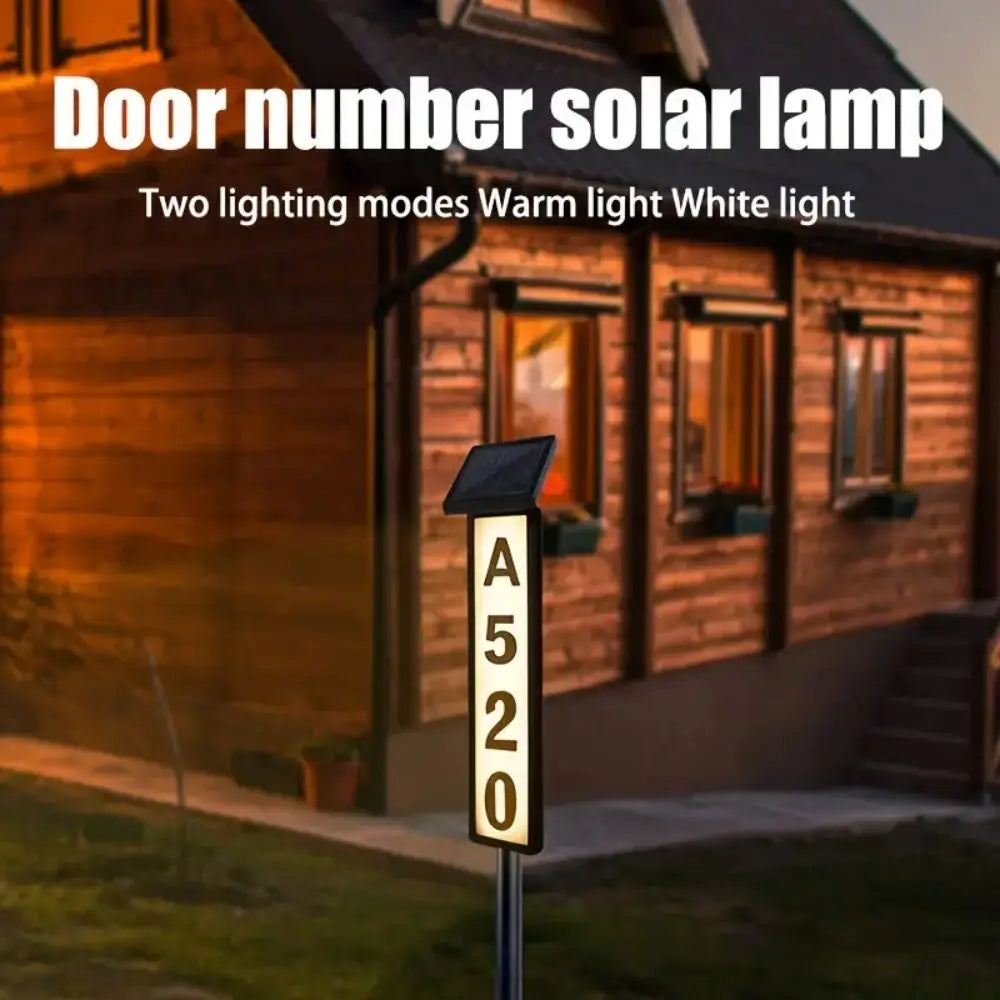 Solar House Number Light LED Address Sign with Stake Outdoor Solar Powered Home