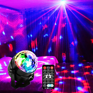 Sound Activated Rotating Disco Ball Light RGB LED Party Stage Lamp for Home