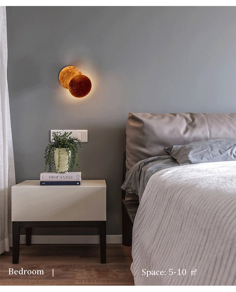 Solar Eclipse Wall Light – Moon Design Vintage LED Sconce for Bedroom & Stairs