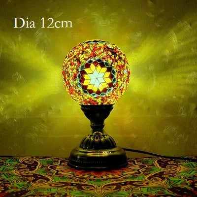 Turkish Mosaic Ball Table Lamp Handcrafted Art Deco Glass Romantic Bedside Light