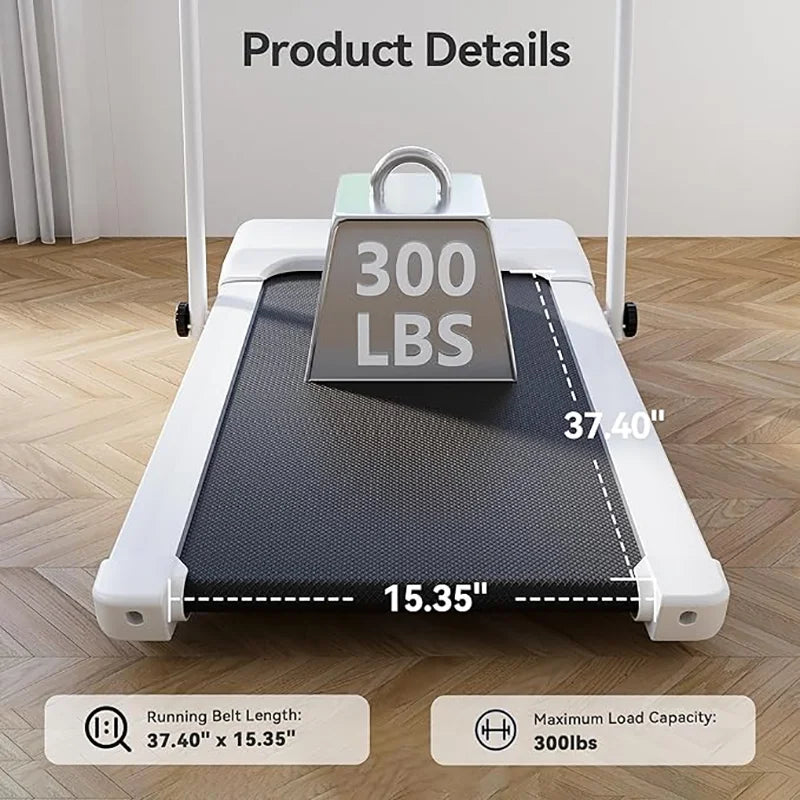 Under Desk Walking Pad Treadmill 9% Incline 37.4" Belt Foldable Home Office