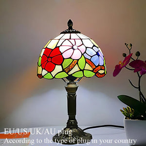 Tiffany Style Table Lamp Stained Glass E27 Bedside Light Retro Home Decor