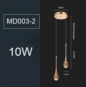 LED Water Drop Bubble Pendant Light Crystal Hanging Lamp Bedroom Dining Decor