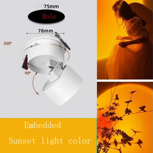 LED Recessed Ceiling Downlight Sunset Projection Rainbow Night Light Bedroom Decor