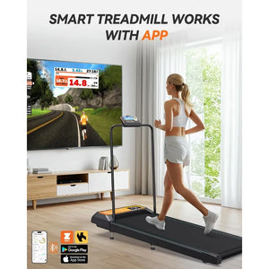 Portable Under Desk Walking Pad Treadmill 2.5HP Incline Handrail Home Use