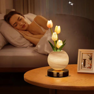 Tulip LED Night Light USB Rechargeable Desk Table Lamp for Bedroom & Holiday Decor