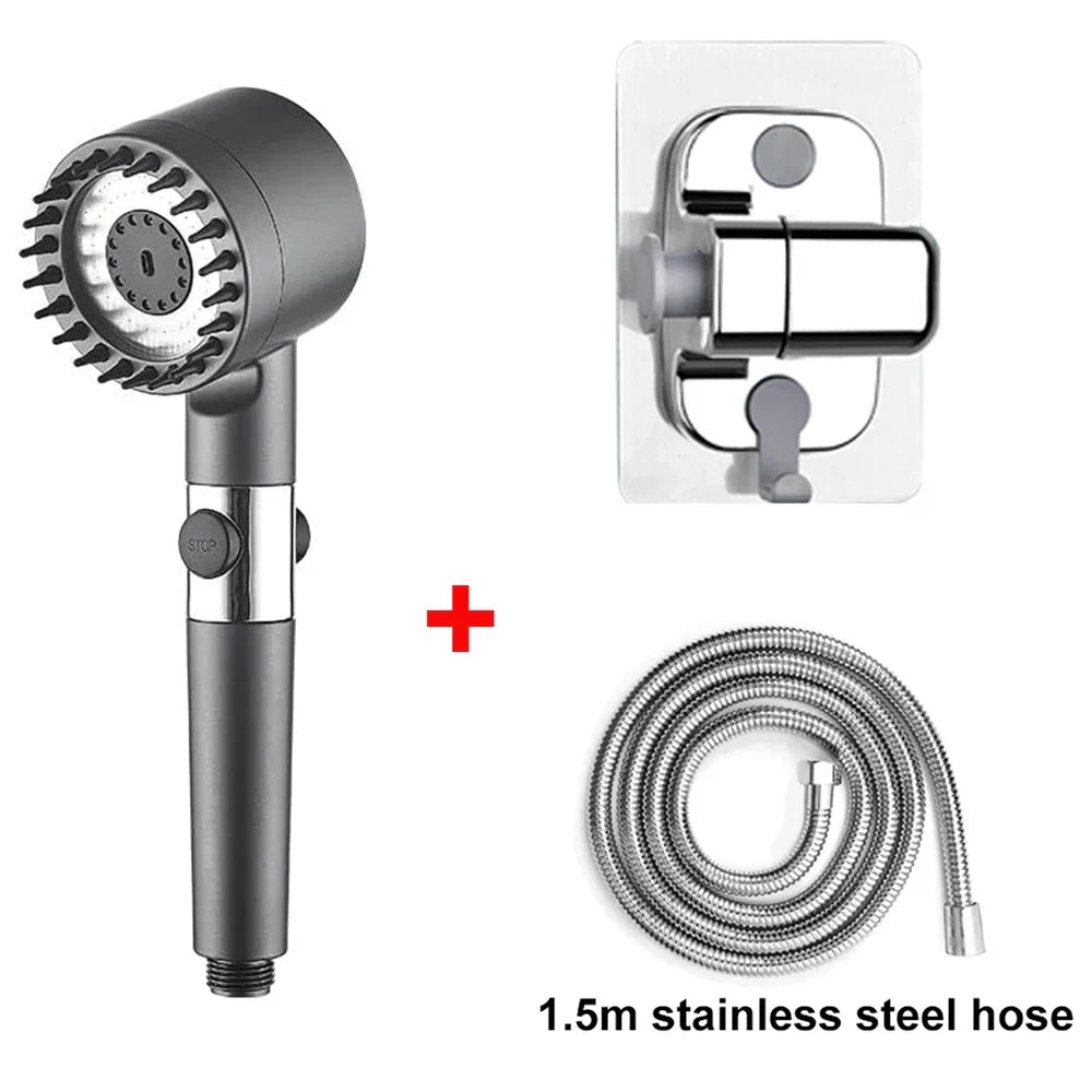 High Pressure Handheld Shower Head 3 Modes Filter Spa Spray with ON/OFF Water Save
