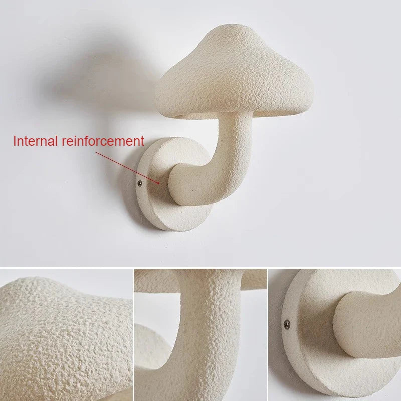 Wabi Sabi Mushroom Wall Sconce French Cream LED Bedroom Living Room Lamp