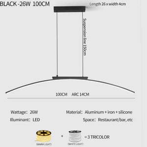 Modern LED Arc Pendant Light – Adjustable Dining Room Hanging Lamp for Kitchen