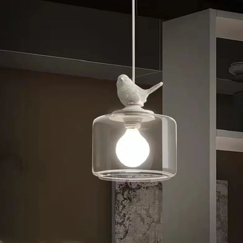 Bird Glass Pendant Light E27 Hanging LED Lamp Dining Kitchen Bedroom Decor