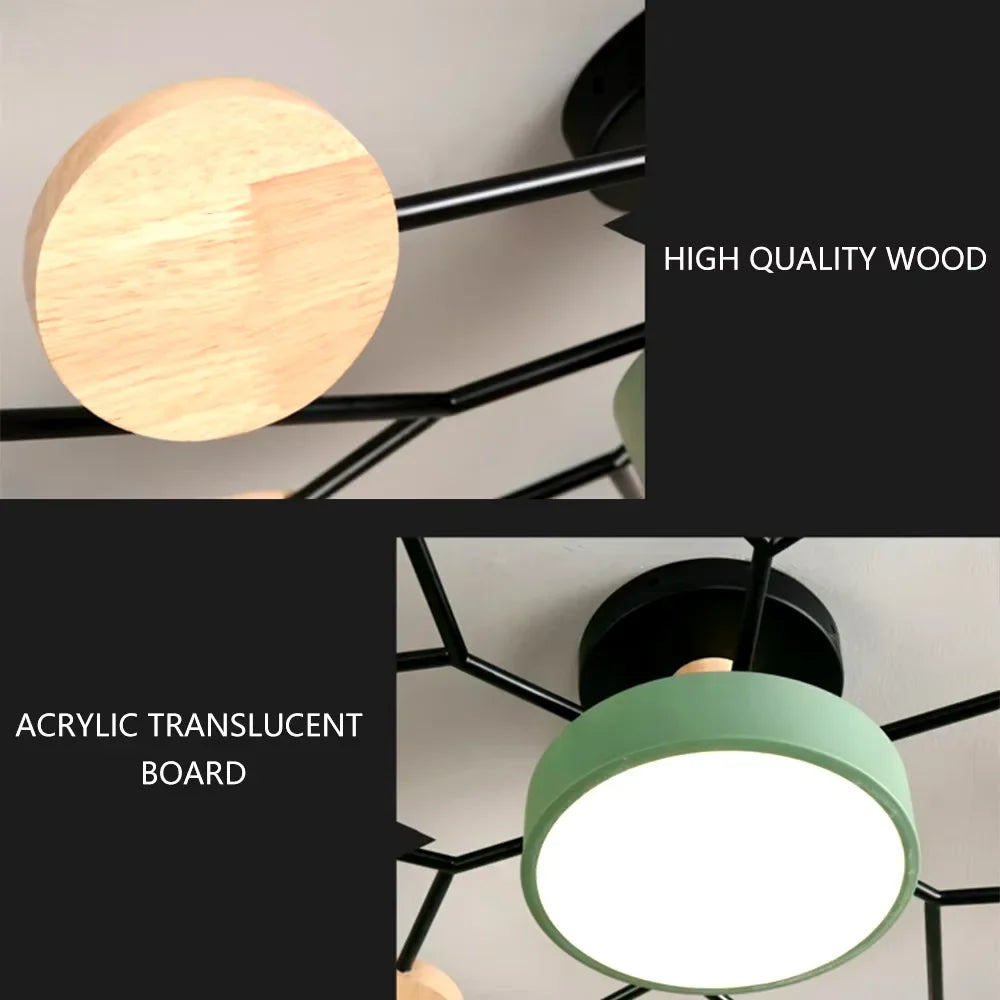 Modern LED Chandelier 3-Color Ceiling Pendant Light Nordic Lamp for Living Bedroom