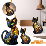 3D Retro Magic Stained Glass Cat Lamp Nightstand LED Multi-Color Cute Gift 2025