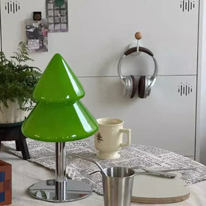 Glass Christmas Tree Table Lamp for Holiday Decor Bedroom Living Room Night Light