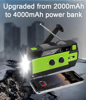 Emergency NOAA Weather Radio Solar Hand Crank 4000mAh Power Bank SOS LED