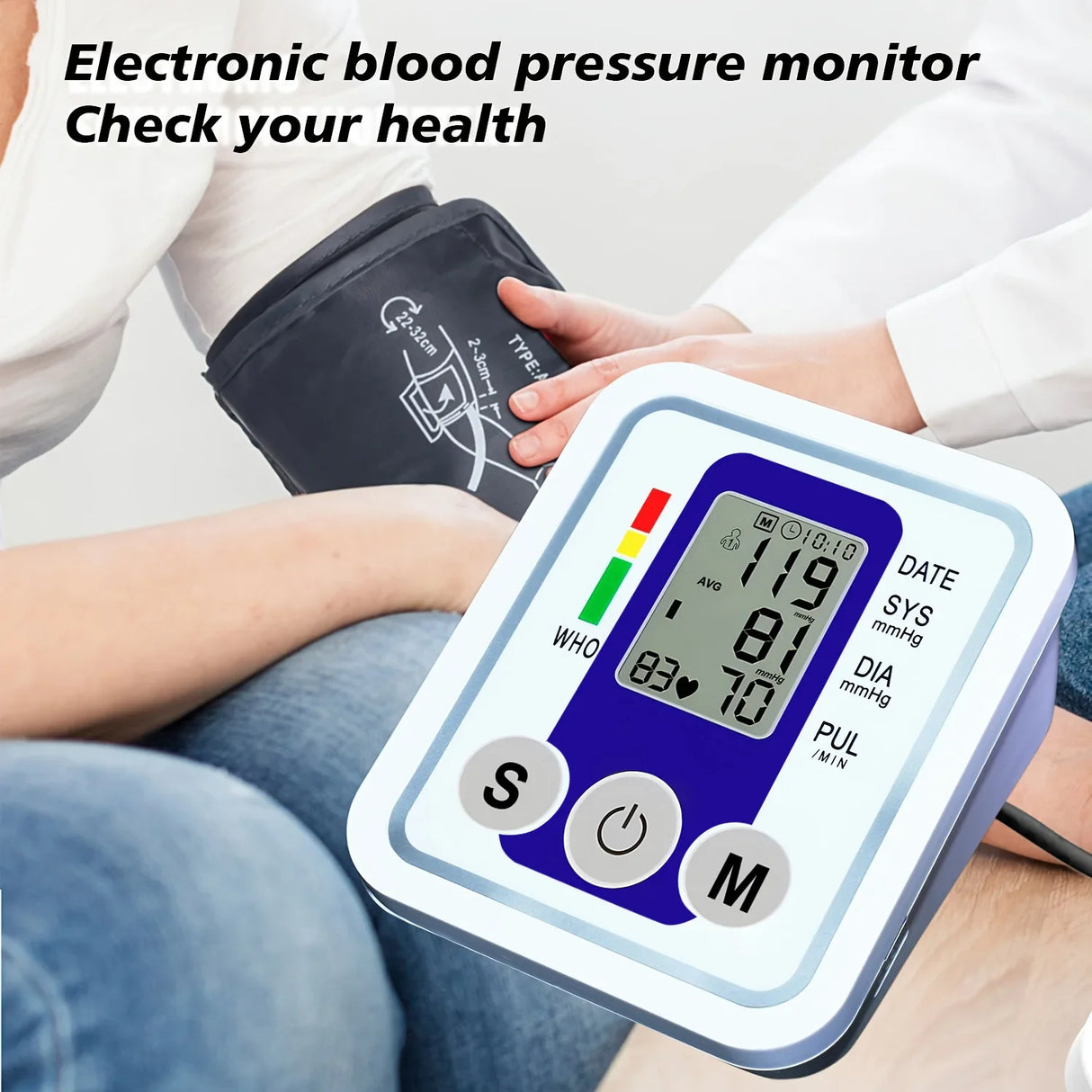 Digital Arm Cuff Device – Automatic LCD Display with USB Power and Wraparound Fit