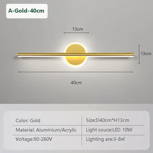 LED Mirror Front Wall Light – 40/60cm Gold Black Indoor Lamp for Bathroom & Bedroom