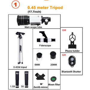 Professional Astronomical Telescope 150X HD Moon Viewing Refractor for Stargazing
