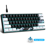 60% Mechanical Gaming Keyboard with Blue Switches – Compact Sea Blue Backlit