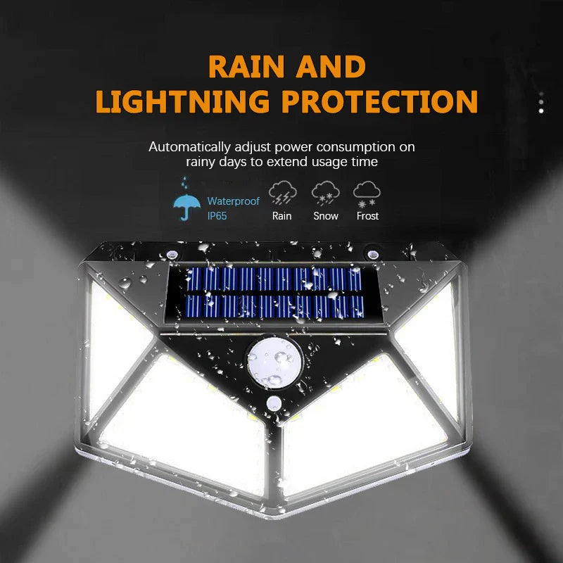 100 LED Solar Motion Sensor Light – Outdoor Waterproof Wall Lamp for Garden & Yard