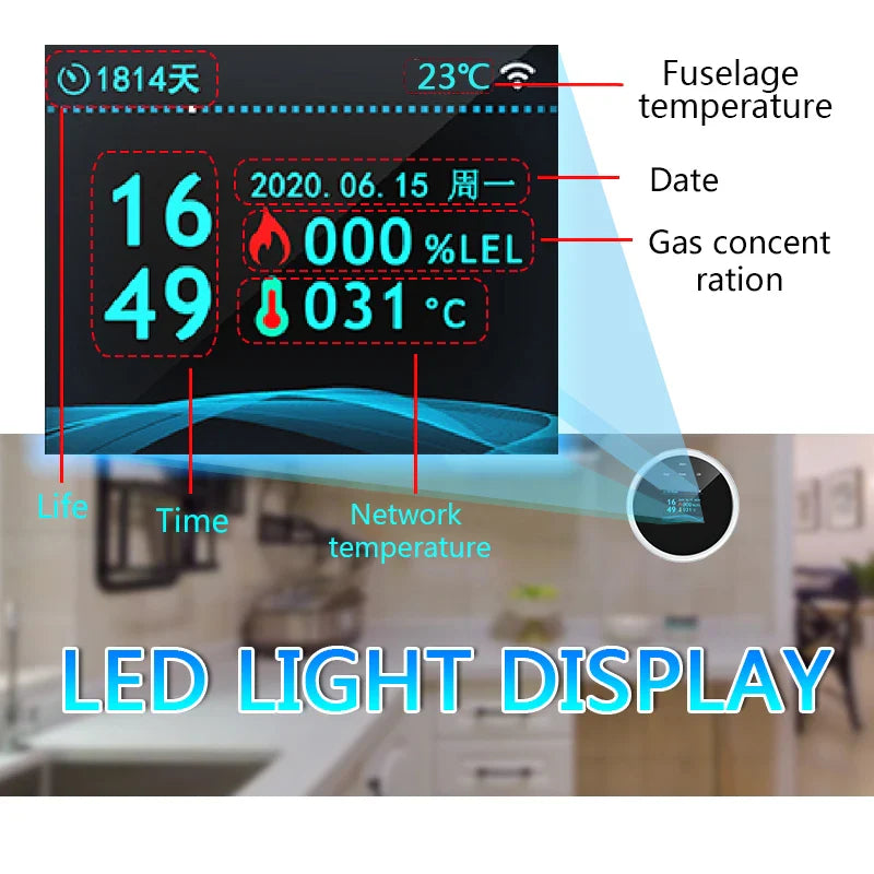 Tuya WiFi Gas Detector Smart Home Natural Gas Alarm LCD Display Combustible Sensor