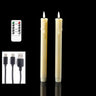 Flameless LED Taper Candles Remote USB Rechargeable Warm White 10 Inch Set