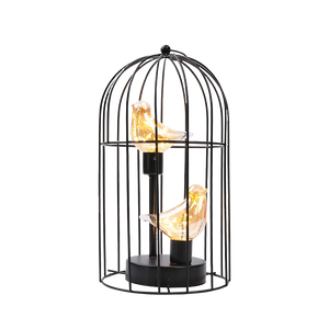 Birdcage Table Lamp Battery Operated Cordless Fairy Light Bird LED Home Decor