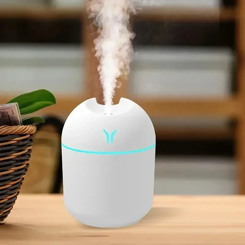 Compact USB Aroma Diffuser Humidifier with LED Night Light for Home and Car Use