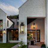 22" Outdoor Wall Lantern Dusk to Dawn Sensor Matte Black Weatherproof Exterior Light