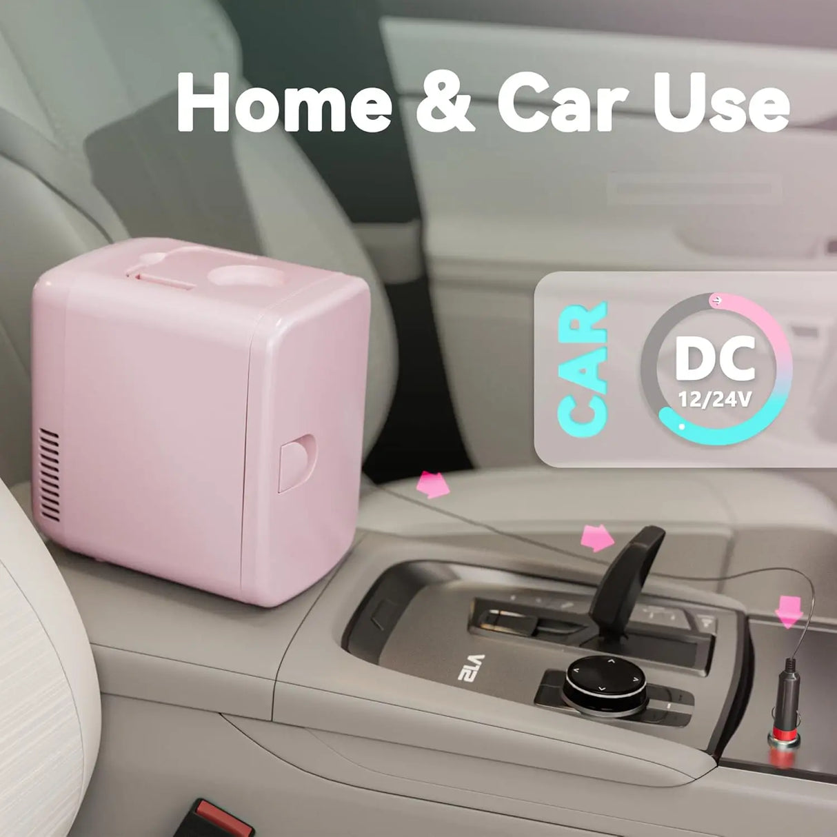 Pink 4L Mini Fridge Portable AC/DC Skincare Cosmetics Beverage Cooler