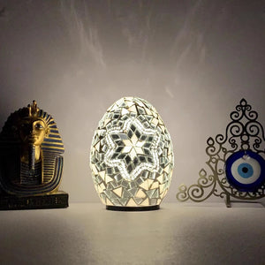 DIY Turkish Mosaic Egg Table Lamp Rechargeable Battery Bedside Desk Night Light