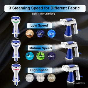 1600W Portable Garment Steamer Foldable Travel Steam Iron Handheld 3 Speed