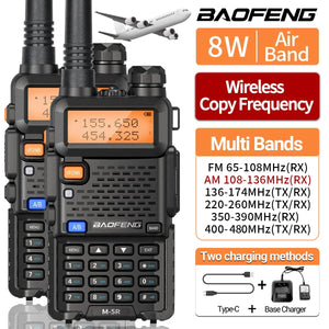8W Multi Band Walkie Talkie Long Range Two Way Radio USB C Handheld