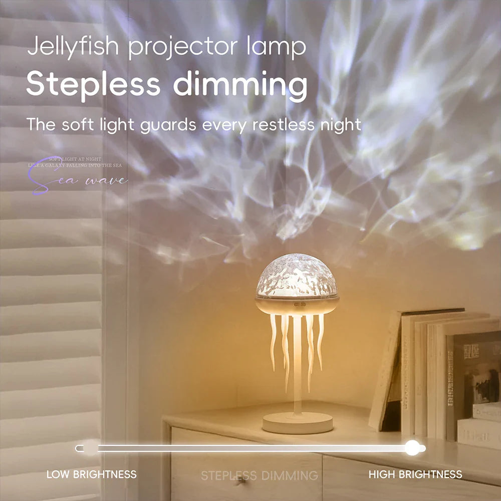 Jellyfish LED Projection Night Light Table Lamp Remote Ocean Ambient Bedroom
