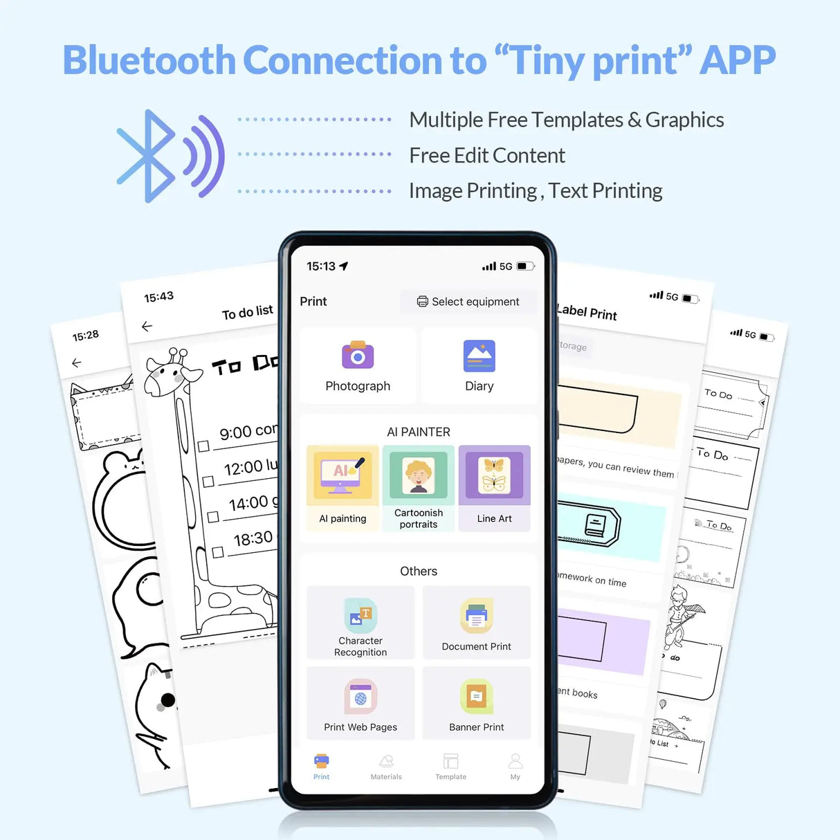 Portable Mini Bluetooth Sticker Printer Inkless Label Maker for Notes & Journals